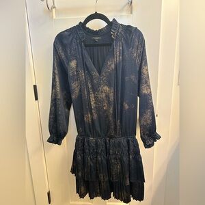 Current Air Navy and Gold Long Sleeve Dress